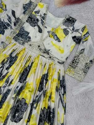 Ready To Wear Wedding Alia Cut Chinon Silk Gown Dupatta Set