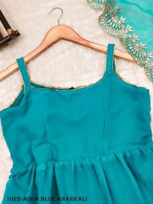 Readymade Aqua Blue Georgette Anarkali Gown