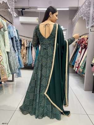 Readymade Digital Printed Georgette Bandhani Gown