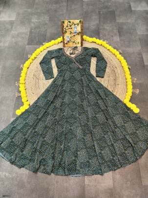 Readymade Digital Printed Georgette Bandhani Gown