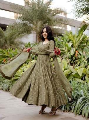 Readymade Party Look Sequince And Embroidery Work Georgette Gown