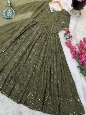 Readymade Party Look Sequince And Embroidery Work Georgette Gown