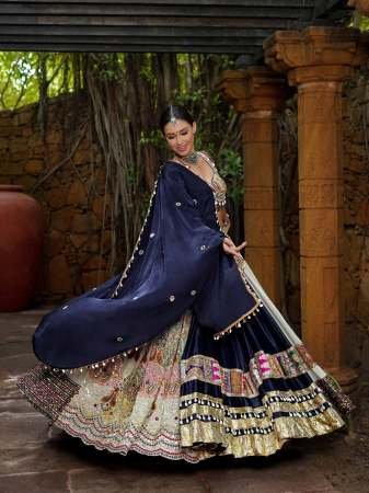 Real Mirror Work 4 Mtr Flair Navratri Lehenga