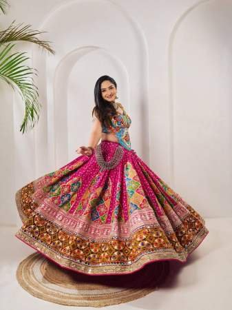 Real Mirror Work  Bandhani Print Ghagra Choli 