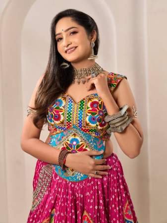 Real Mirror Work  Bandhani Print Ghagra Choli