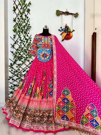 Real Mirror Work  Bandhani Print Ghagra Choli