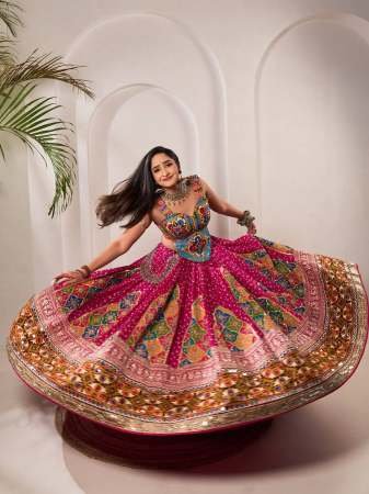 Real Mirror Work  Bandhani Print Ghagra Choli