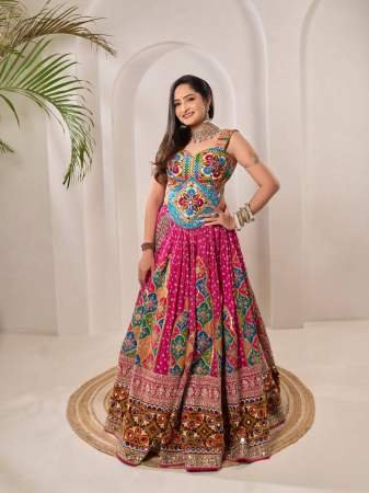 Real Mirror Work  Bandhani Print Ghagra Choli