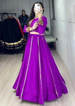 Real Mirror Work Purple Colour  Navrtri Lehenga