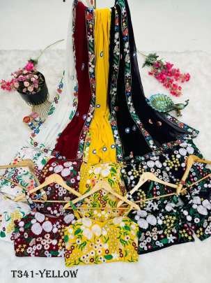 Real Modeling Yellow Georgette Lehenga Choli