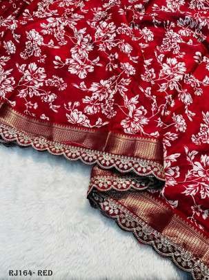 Red Crape Silk Saree With Crepe fabric Blouse