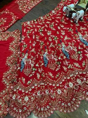 Red Designer Sequence Work Georgette Lehenga Choli With 4 Meter Flair