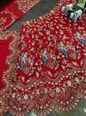 Red Designer Sequence Work Georgette Lehenga Choli With 4 Meter Flair