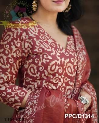 Red Pure Cotton Kurti Pant Set By Fab Funda
