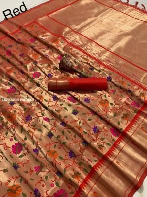 Red Pure Soft Kanchivaram Paithani Silk Saree