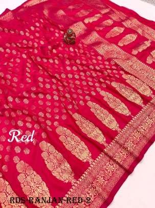 Red Ranjan Gold Zari Weaving Soft Silk Saree 1