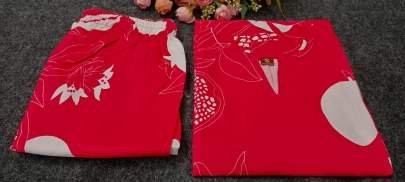 Red Regular Wear Cotton Kurtis Set With Flower Print