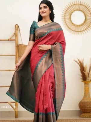 Red Rich Pallu Jacquard Work Soft lichi silk saree