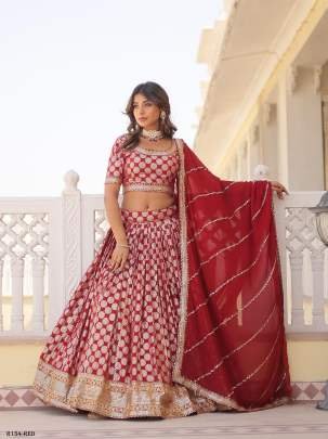 Red Sequence Embroidered Lehenga Choli With 3 5 Meter Flair