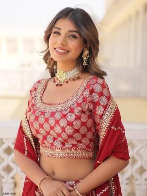 Red Sequence Embroidered Lehenga Choli With 3 5 Meter Flair