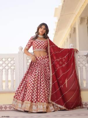 Red Sequence Embroidered Lehenga Choli With 3 5 Meter Flair
