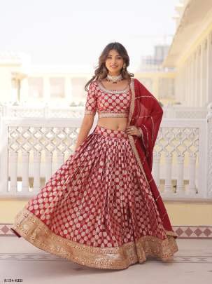 Red Sequence Embroidered Lehenga Choli With 3 5 Meter Flair
