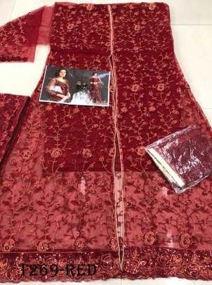 Red Sequence Work Vaishnavi Net Suit Set