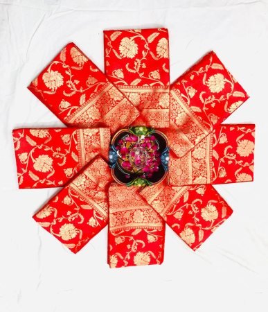 Red Soft Lichi Silk Saree with Rich Pallu And Jacquard Work