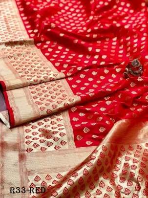 Red Vani Butta Pure Banarasi Silk Saree