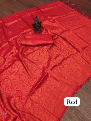 Red Wedding Kubera Pattu Soft Silk Saree