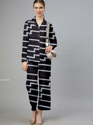 Regular Wear Imported Magic Cotton Black Co ord Set 