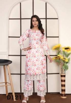 Reyon With Digital Printed Kurti With Bottom With Fancy Lace