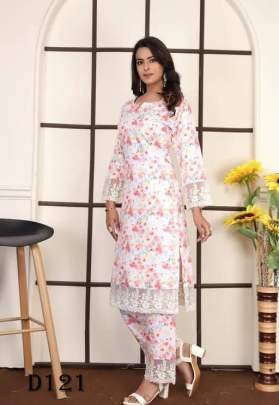 Reyon With Digital Printed Kurti With Bottom With Fancy Lace