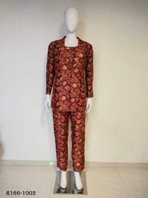 Richierevise Brown Digital Printed Co ord Set With Jacket