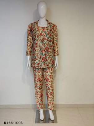 Richierevise Off White Digital Printed Co ord Set With Jacket