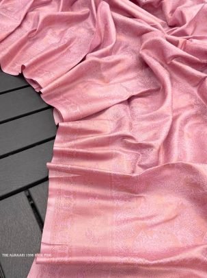 Rose Pink Color Pure Banarasi Plain Silk Saree With Brocade unstitched Blouse