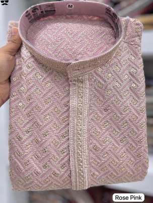 Rose Pink Rayon Kurta With Raymond Cotton Pyjama