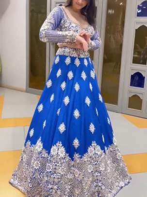 Royal Blue Designer Full Body Embroidery Work Georgette Lehenga Choli