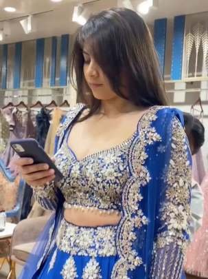 Royal Blue Designer Full Body Embroidery Work Georgette Lehenga Choli