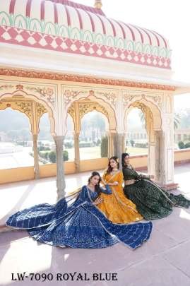 Royal Blue Embroidered Faux Georgette Lehenga Choli