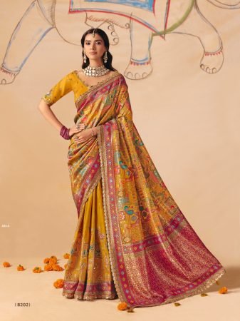 Anaara Royal Mustard Dola Zari Silk Festive Silk Saree