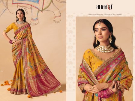 Anaara Royal Mustard Dola Zari Silk Festive Silk Saree