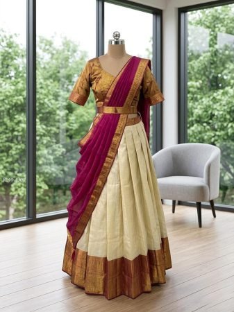 Royal Rani Pink Cotton Silk Lehenga Saree