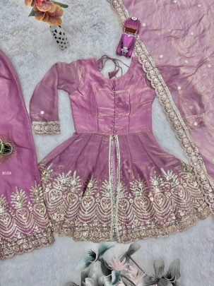 Royal Silk Peplum Sharara Set with Heavy Sequin Embroidery
