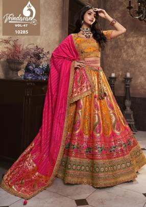 Royal Vrindavan Vol-47 Pink Banarasi Silk Lehenga