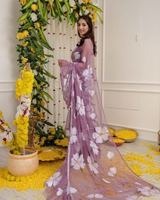 Ruffle Ready To Wear Saree With Readymade Blouse