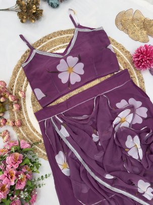 Ruffle Ready To Wear Saree With Readymade Blouse