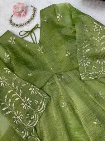 Salsa Silk Fabric Pista Colour Palazzo Suit