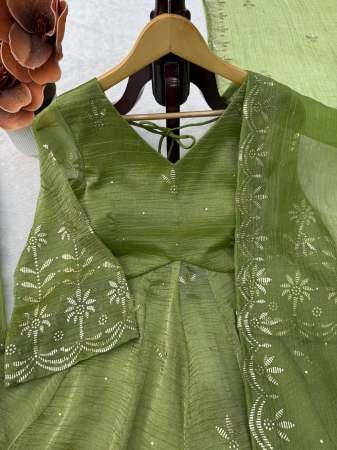 Salsa Silk Fabric Pista Colour Palazzo Suit