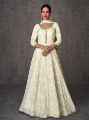 Sayuri Designer Ameena NX 5358 Heavy Long White Gown
